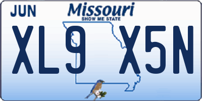 MO license plate XL9X5N