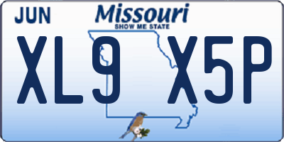 MO license plate XL9X5P