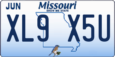 MO license plate XL9X5U
