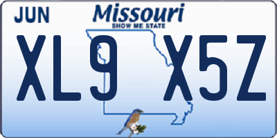 MO license plate XL9X5Z