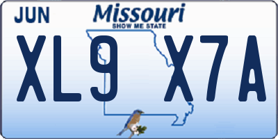MO license plate XL9X7A