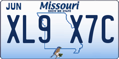 MO license plate XL9X7C
