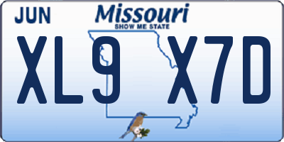 MO license plate XL9X7D