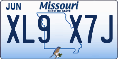 MO license plate XL9X7J