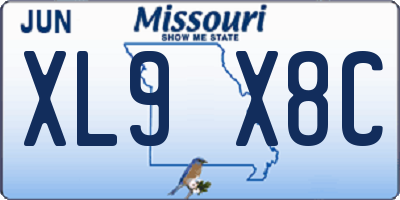 MO license plate XL9X8C