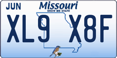 MO license plate XL9X8F