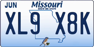 MO license plate XL9X8K