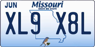 MO license plate XL9X8L