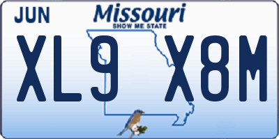 MO license plate XL9X8M