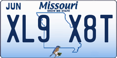 MO license plate XL9X8T