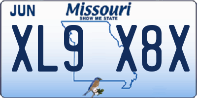 MO license plate XL9X8X