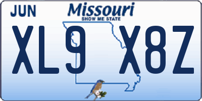MO license plate XL9X8Z
