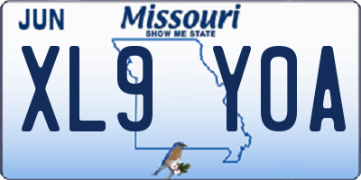 MO license plate XL9Y0A