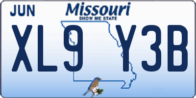 MO license plate XL9Y3B