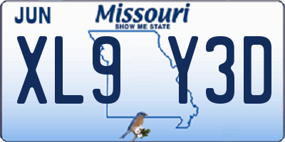 MO license plate XL9Y3D