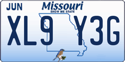 MO license plate XL9Y3G