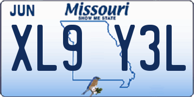 MO license plate XL9Y3L