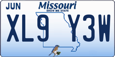 MO license plate XL9Y3W