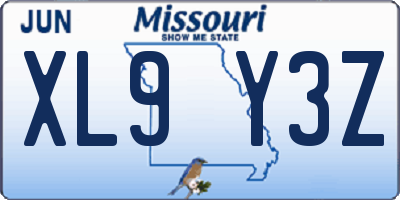 MO license plate XL9Y3Z