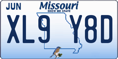 MO license plate XL9Y8D