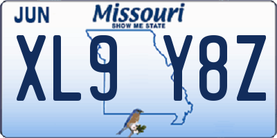 MO license plate XL9Y8Z