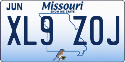 MO license plate XL9Z0J
