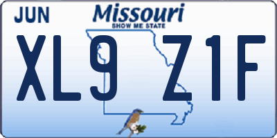 MO license plate XL9Z1F