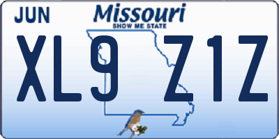 MO license plate XL9Z1Z