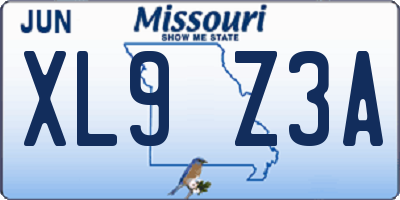 MO license plate XL9Z3A