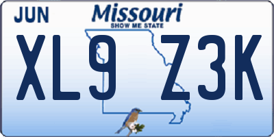 MO license plate XL9Z3K