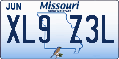 MO license plate XL9Z3L