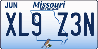 MO license plate XL9Z3N