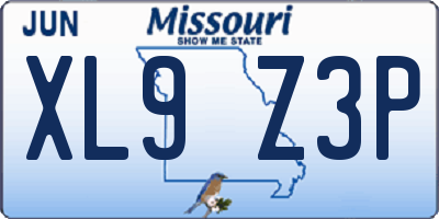MO license plate XL9Z3P