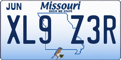 MO license plate XL9Z3R