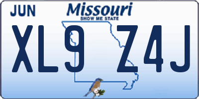 MO license plate XL9Z4J
