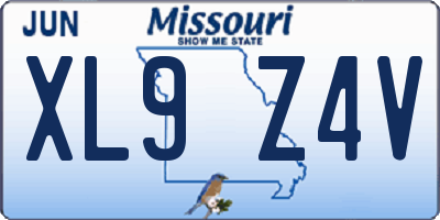 MO license plate XL9Z4V