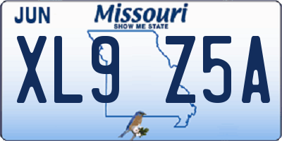 MO license plate XL9Z5A
