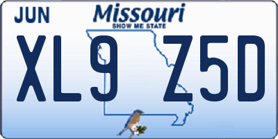 MO license plate XL9Z5D