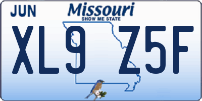 MO license plate XL9Z5F