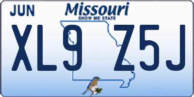 MO license plate XL9Z5J