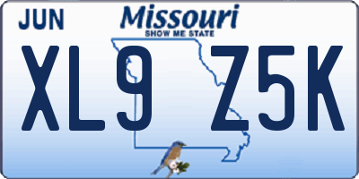 MO license plate XL9Z5K