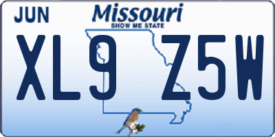 MO license plate XL9Z5W