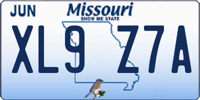 MO license plate XL9Z7A