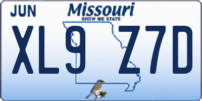 MO license plate XL9Z7D