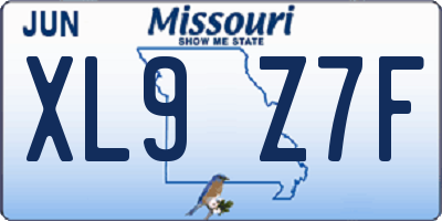 MO license plate XL9Z7F