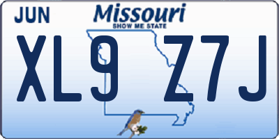 MO license plate XL9Z7J