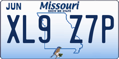 MO license plate XL9Z7P