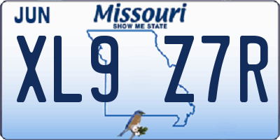 MO license plate XL9Z7R