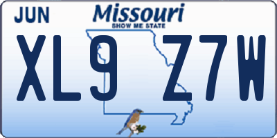 MO license plate XL9Z7W