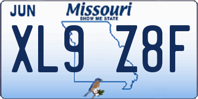 MO license plate XL9Z8F